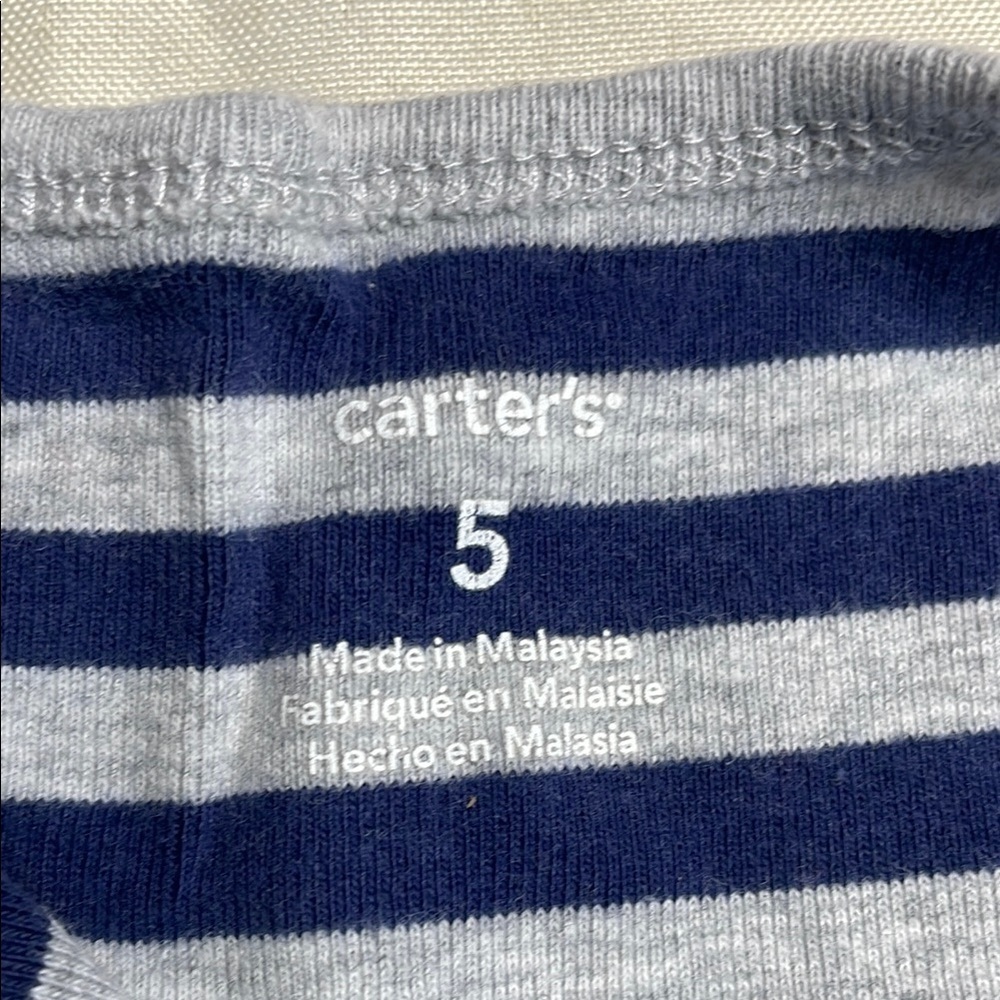 CARTERβS Striped Blue and Gray Kids Shirt - Picture 5 of 8
